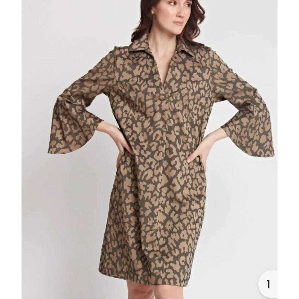 HINSON WU NICOLE BRACELET SLEEVE OVERSIZED ANIMAL PRINT DRESS
